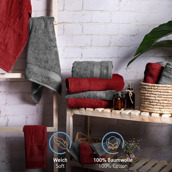 AmeliaHome Amari Handdoekenset, paars, 2 handdoeken 50 x 100 cm en 2