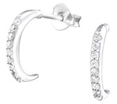 Joy|S - Zilveren oorringen - halve hoepel met zirkonia - 14 mm - oorbellen