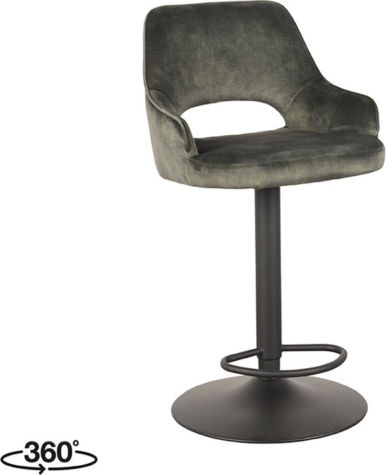 Tabouret de bar LABEL51 Fer - Vert - Velours