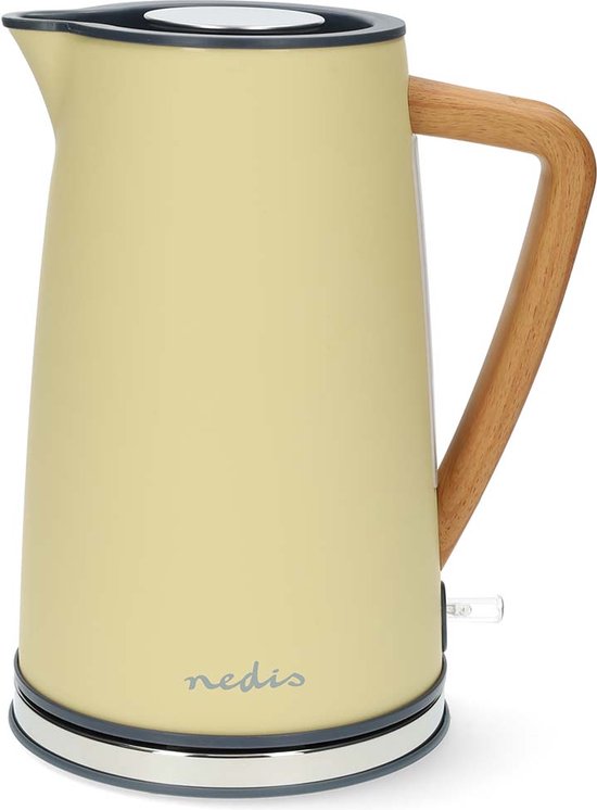 Nedis Waterkoker - 1.7 l - Soft-Touch - Geel - 360 graden draaibaar - Verborgen verwarmingselement - Strix-controller - Droogkookbeveiliging