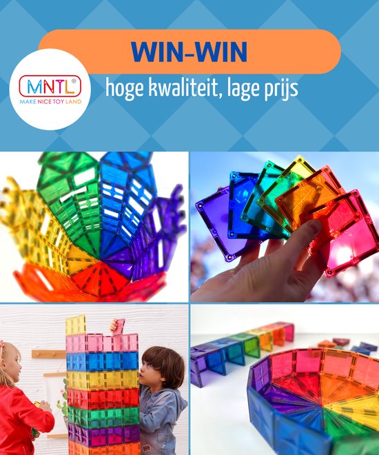 Foto: Mntl magnetic tiles magnetische tegels 72 stuks magnetisch bouwspeelgoed educatief speelgoed magnetische bouwstenen cadeau kind montessori stem speelgoed