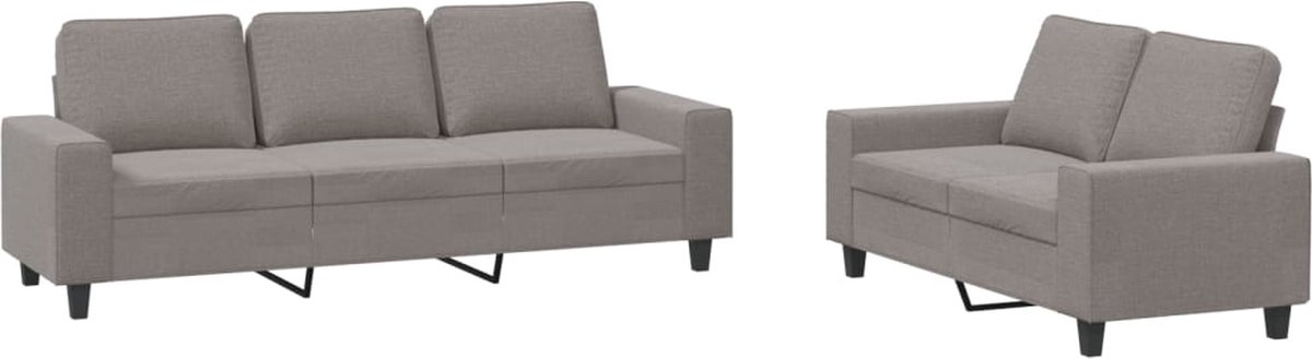 vidaXL - 2-delige - Loungeset - stof - taupe