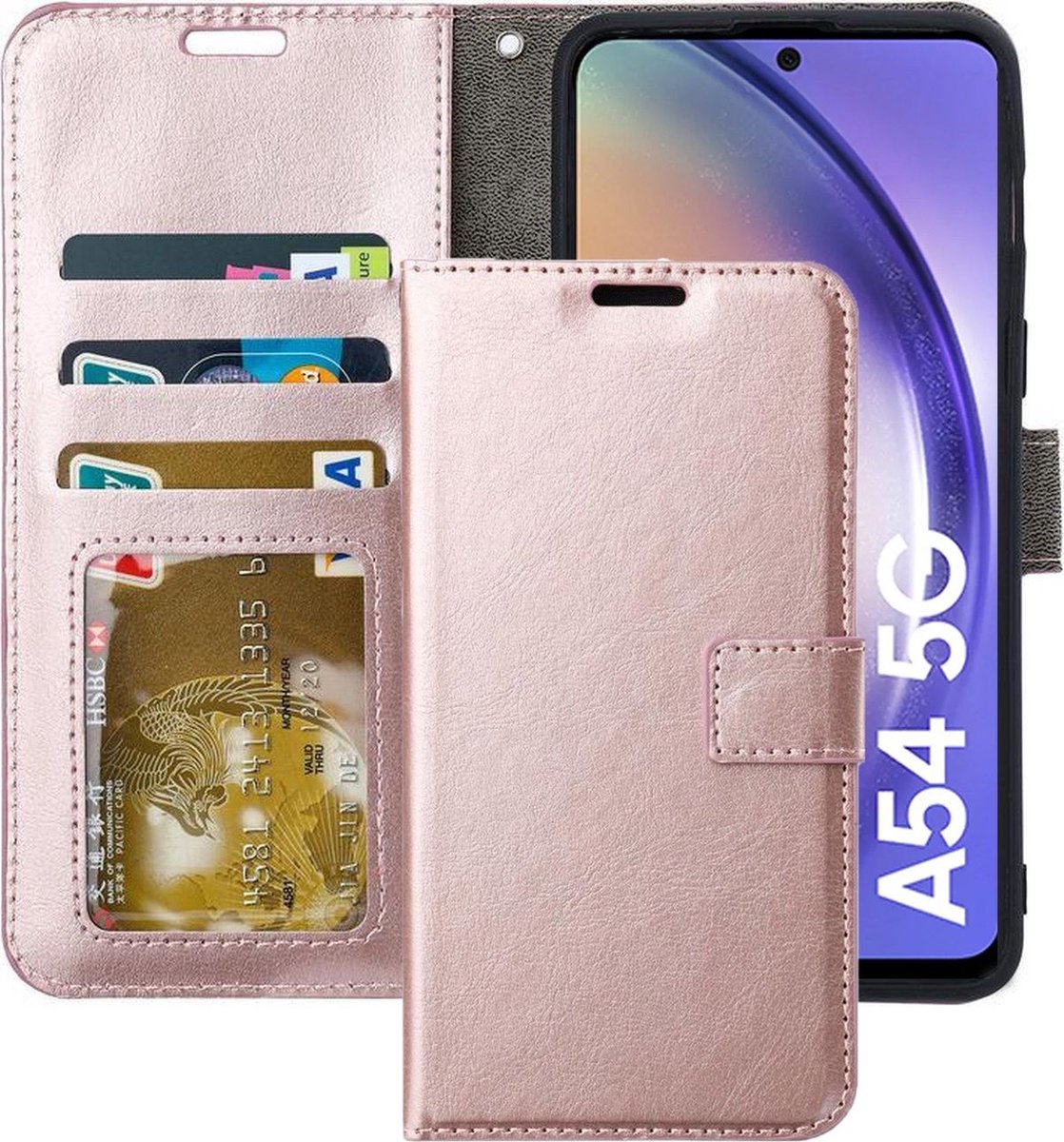 Portemonnee Book Case Hoesje Geschikt voor: Samsung Galaxy A54 - Rosegoud