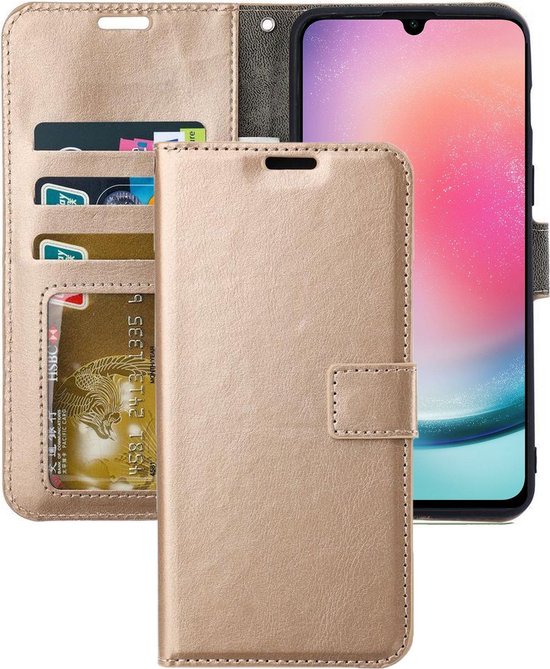 Portemonnee Book Case Hoesje Geschikt voor: Samsung Galaxy A15 - Goud