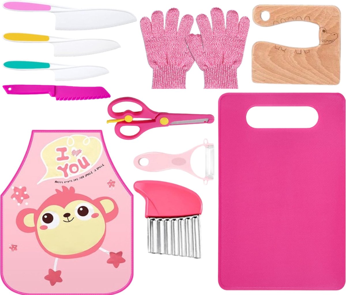 DirNiya kindermessen 12 delige set kindermes -Le petit chef Mes kind Keukenmes kinderen Kindermessenset Kinder koksmes Kiddikutter Kiddicutter Kinderbestek