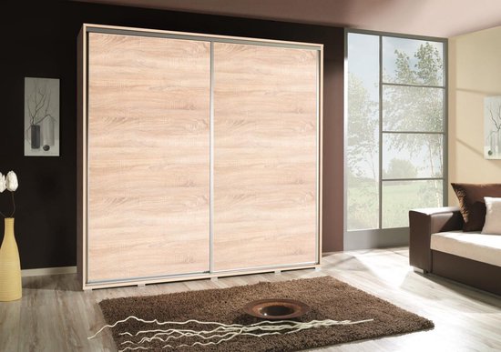 Armoire à portes coulissantes - Sonoma - Planches - Tringle à linge - Armoire spacieuse - 205 cm