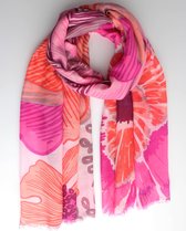 Gracieh bloemen scarf- Accessories Junkie Amsterdam- Sjaal dames- Dunne sjaal- Sjaal voor lente- Katoen- Omslagdoek- Cadeau- Bloemen print- Roze