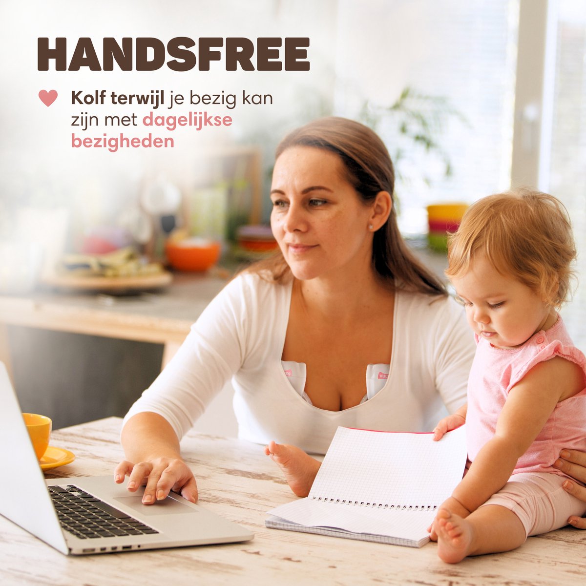 Vulpes Goods® BabyCare - Handsfree Borstkolf - Elektrische Draadloze Borstkolf - Draagbaar – Elektrische Kolf - Incl. 30 Moedermelkbewaarzakjes, Borstvoeding informatie, Reistas & Borstschildverkleiners thumbnail 2