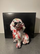 Beeldje - Hond - Artistiek - Bloemen - Decoratie - Art