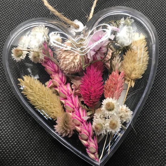 Droogbloemenkaart "hart onder de riem" en hart met roze droogbloemen | liefde | kaart | wDroogbloemen Wenskaart met Hart – “Hart onder de Riem” – Cadeaukaart Sterkte & Liefde – Decoratie Droogbloemen – Beterschap & Support