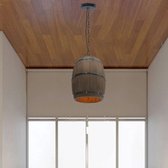 Houten Wijnvat Hanglamp - Vintage Retro Kroonluchter - Zwart - 90 Cm Verstelbare Ketting - E27
