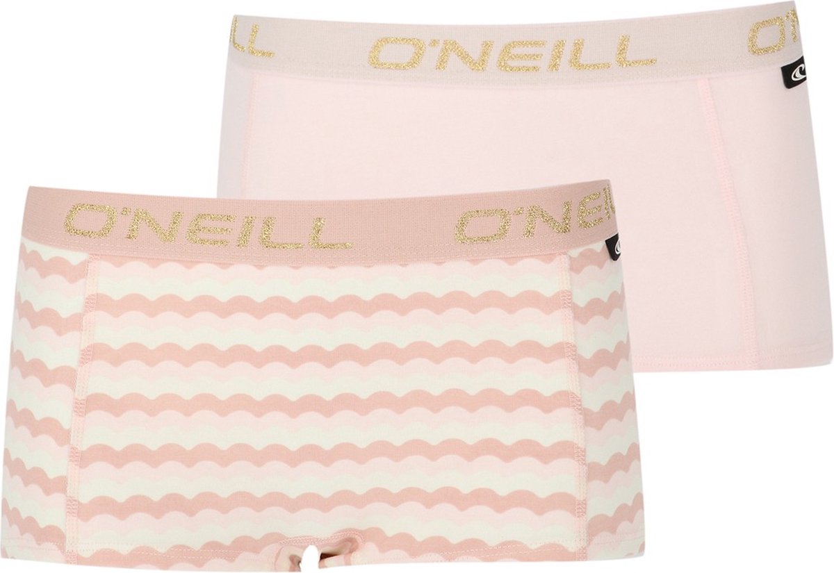 <h3>O''''Neill dames boxershorts 2-pack </h3> <p>O''''Neill Dames Boxershorts 2-pack van het merk O''''Neill. Het ondergoed voor dames is gemaakt van katoen/elastaan. </p> <p>Verkrijgbaar in verschillende maten. Gemaakt van 95% organisch Katoen<strong> (duurzaam)</strong> en 5% Elastaan.</p> <p>Aantal: 2-stuks verpakking</p> <p>Pasvorm: Normaal</p> - 0