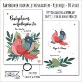 Kaarten - Babyshower -> Voorspellingskaart - Bundel/Boekje - No:01-1 - Kleintje/Uni (in stijl met sluitring, Vogels Papa & Mama - Roze/Blauw) - LeuksteKaartjes.nl by xMar