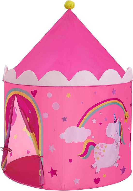 Speeltent kasteel | Prinsessentent | kleur roze | Kasteeltent met tas