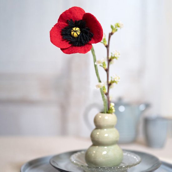 Feutre Bloem - Poppy Red Poppy - 40cm - Écharpe Fairtrade avec histoire
