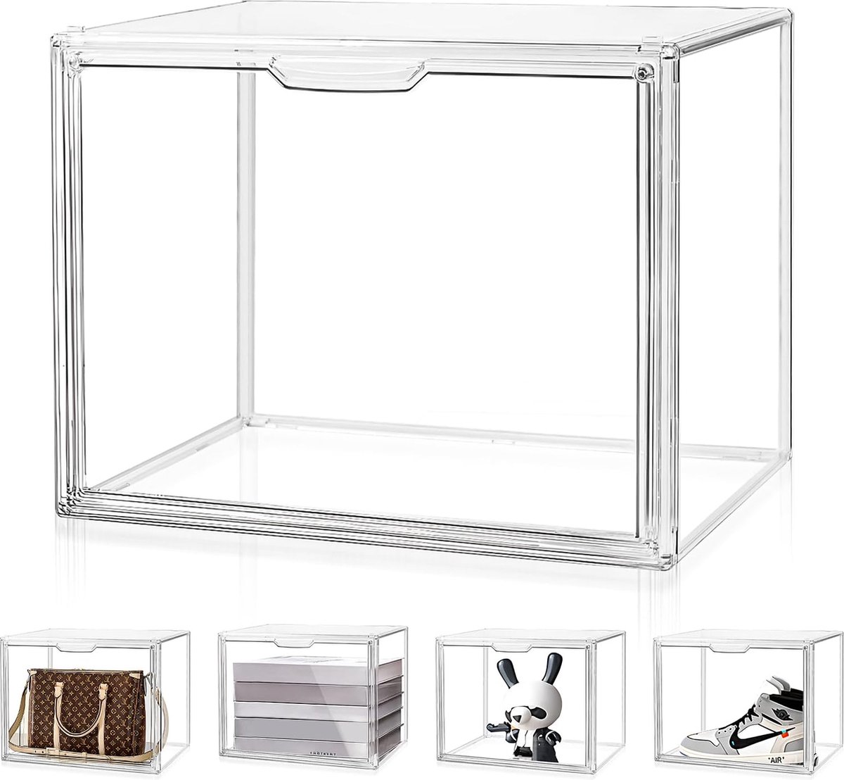 Vitrine Anti-Poussière Acrylique Lumineuse 10x10x15cm - Boîte Exposition Collection Transparente Avec LED