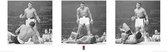 Kunstdruk Muhammad Ali Liston Triptych 95x33cm