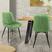 Chaises de salle à manger avec dossier Set de 2 Sellerie velours vert pieds métal ML- Design