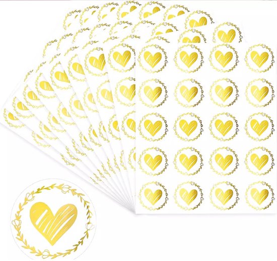 Ainy Sluitstickers Hartjes Goud – 100 stuks bedankt stickers van 32 mm – ideaal voor cadeauverpakkingen, uitdeelzakjes, bedanktjes, traktatie en decoratie – Bedankt stickers voor kinderen en volwassenen | moederdag cadeau
