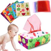 Montessori Tissue Box voor baby's van 6 maanden, sensoriek, hoog contrast, babyspeelgoed voor 0-12 maanden, jongens en meisjes, kinderen, vroeg educatief speelgoed, babycadeaus