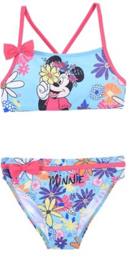 Disney Minnie Mouse Bikini - Flowers - Blauw - Maat 104 - Tot 4 jaar