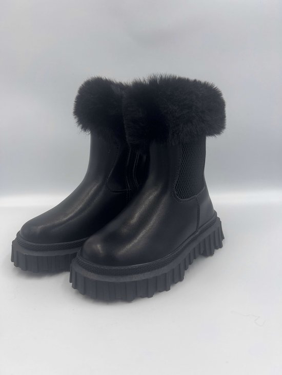 Meisjes Boots met Bont - Zwart Maat 30