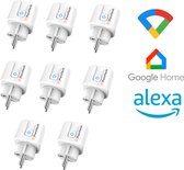 PuroTech Smart Plug - 8 pièces - Smart Plug - Incl. Minuterie et compteur d'énergie - Pack économique - Convient pour Alexa / Google Home - Application pour smartphone - Compteur de consommation - Coûts énergétiques