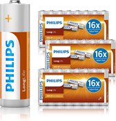 Philips AAA Longlife Batterijen LR3 - 48 Stuks (3 Blisters a 16 Stuks) - Voordeelverpakking - Alkaline