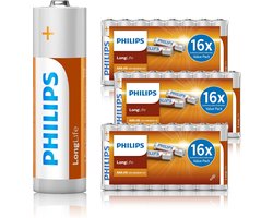 Piles Philips AAA Longlife 48 pièces - Pack économique LR3 - Alcalines