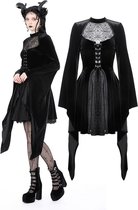 Dark in Love - Gothic spider web sexy chest large sleeve velvet Korte jurk - XXL - Zwart