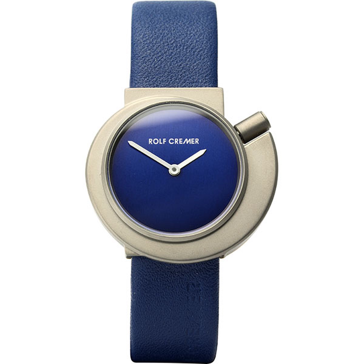 Rolf Cremer SPIRALE II 496901 - horloge - dames - blauwe horloge - titanium - kalfsleer - cadeautip