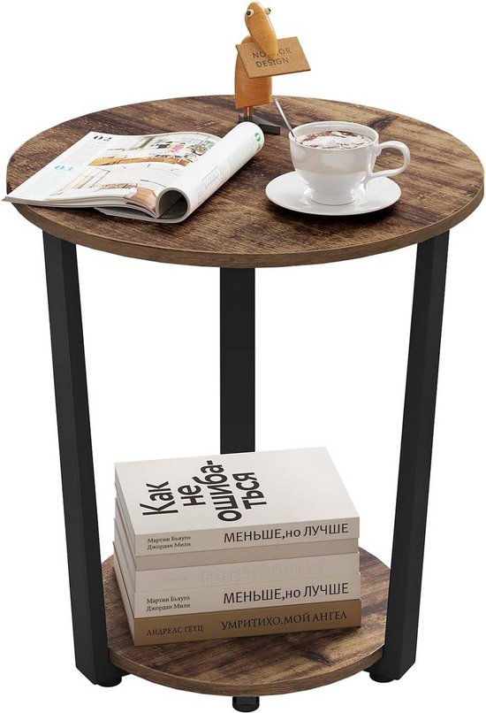 Forthcan Ronde salontafel, salontafel, 2 planken, houten eettafel voor