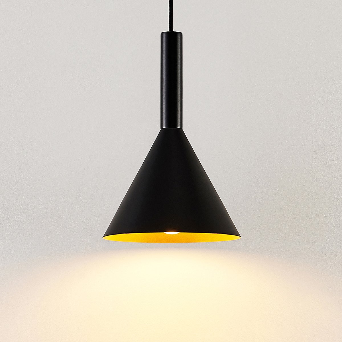 Arcchio - hanglamp - 1licht - staal - H: 28 cm - E27 - zwart, goud