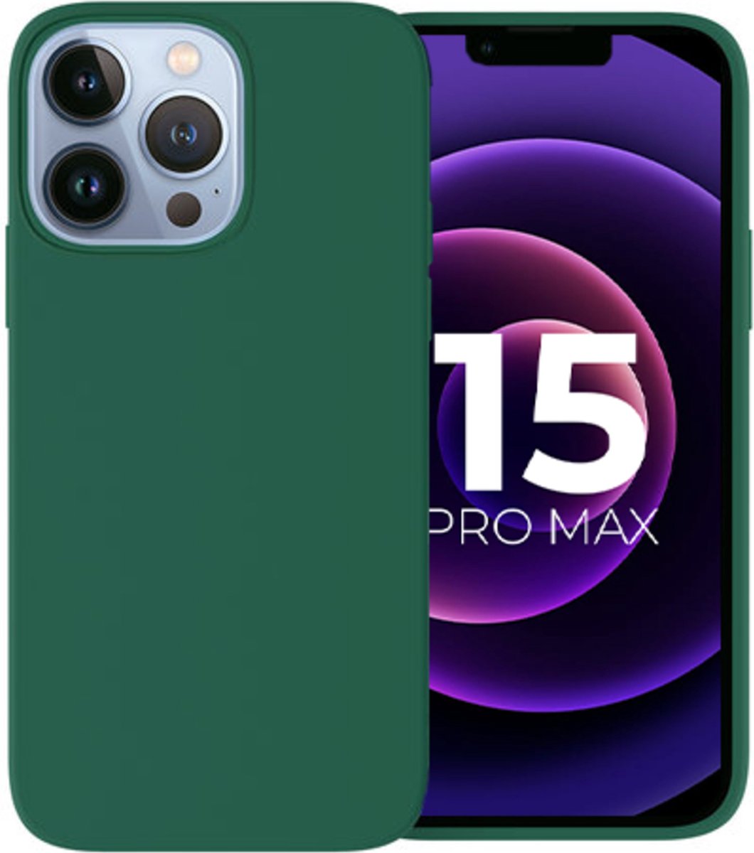 Ceezs telefoonhoesje geschikt voor Apple iPhone 15 Pro Max hoesje siliconen - backcover - optimale bescherming - donkergroen