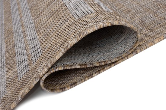 Tapiso Melissa Tapis Marron Grijs Intérieur Extérieur Cuisine Tapis à Poils Ras Taille - 120x170