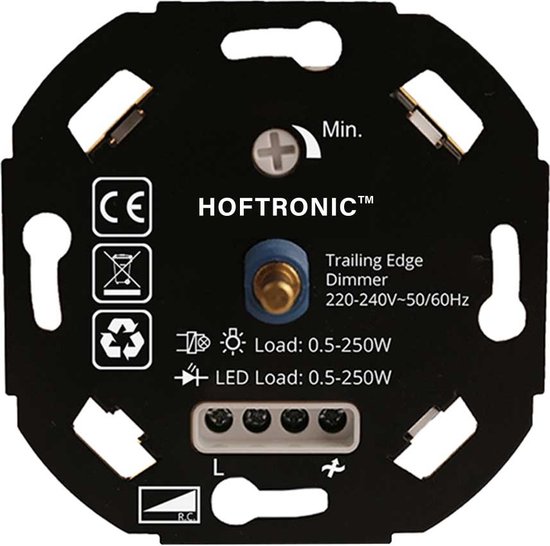 LED Duo Dimmer inbouw – 2×0-100 Watt – Fase afsnijding – incl. wit afdekraam en draaiknop