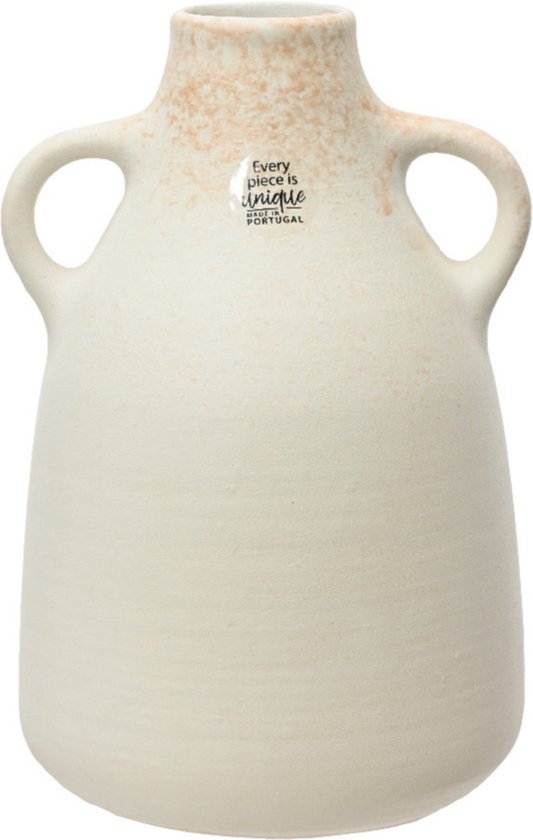 Decoris Vase modèle pichet - terre cuite - blanc - D18 x H27 - vintage