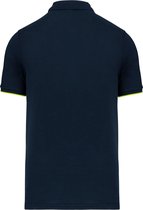 Polo Heren 3XL WK. Designed To Work Kraag met knopen Korte mouw Navy / Fluorescent Yellow 65% Polyester, 35% Katoen