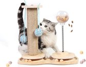 Interactieve Kattenspeelgoed - Krabpaal - met Houten Baan - Kattenspeeltjes - Kattenkrabpaal - Snackbal
