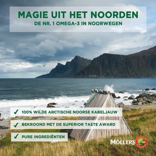 Möller’s Omega-3 Levertraan - 2 x 160 capsules - Omega-3 capsules met vitamine D – Levertraancapsules – Levertraan met vanillesmaak