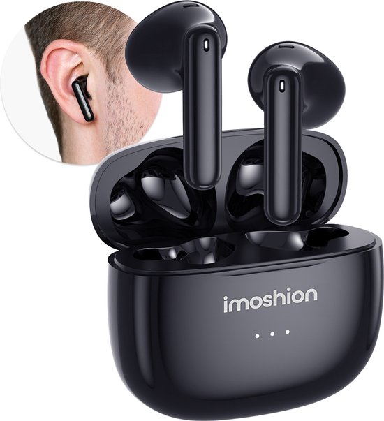 Foto: Imoshion aura earbuds draadloze oordopjes wireless bluetooth earphones oortjes zwart