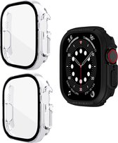 Set de protection d'écran de Luxe à Bumper complète pour Apple Watch Ultra 49 mm - Étui de protection en Glas protecteur d'écran à 360 degrés - 2 pièces - Transparent