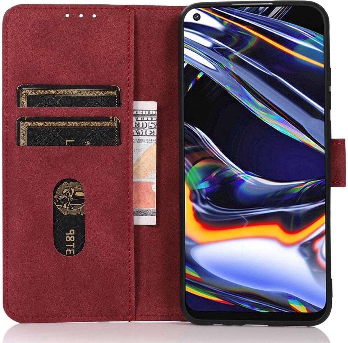 KHAZNEH Oppo A58 4G Hoesje Retro Wallet Book Case Rood