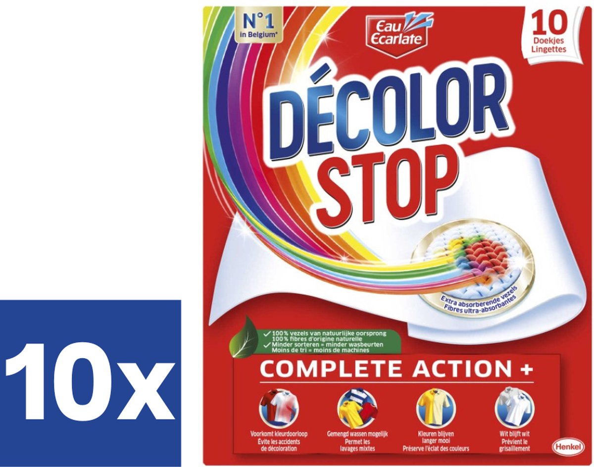 Goedkoopste Eau Ecarlate Decolor Stop Complete Action Doekjes (Voordeelverpakking) - 10 x 10 doekjes