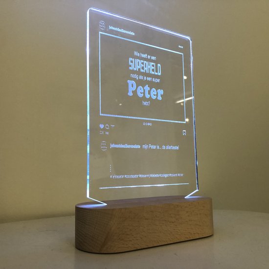 Nachtlamp (LED) liefste Peter | SUPERHELD | coolste peter | peter vragen | peter worden | peetoom vragen | peetoom worden | doosje met een vraag | cadeau | origineel