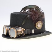 Steampunk hoed Daan met echt horloge uurwerk - maat M = 57 cm - carnaval hoed