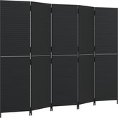 vidaXL-Kamerscherm-5-panelen-poly-rattan-zwart