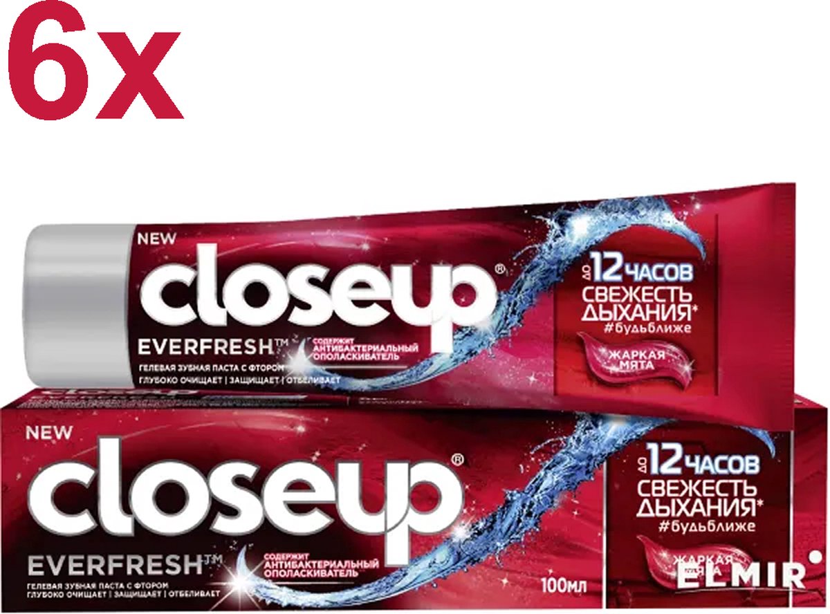 Goedkoopste Close-up - Ever Fresh - Hot Menthol - 6x 100ml - Tandpasta - Voordeelverpakking