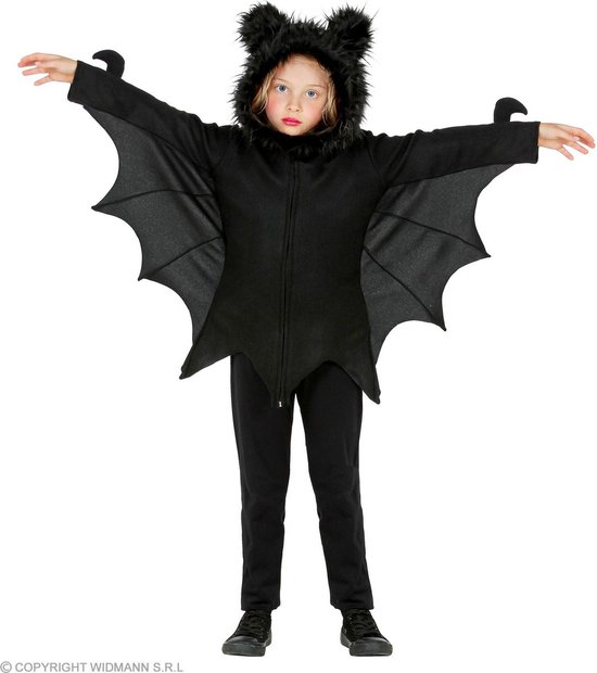 Widmann - Costume de chauve-souris - Costume d'enfant chauve-souris Flutter In The Night - Zwart - Taille 128 - Halloween - Déguisements