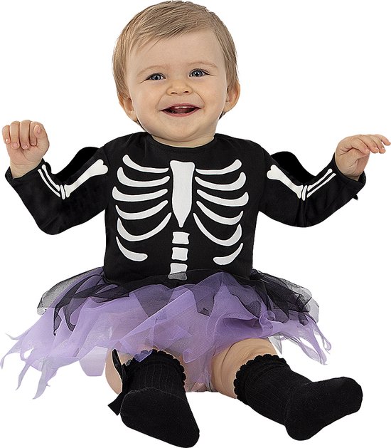FUNIDELIA Skelet Kostuum voor baby - Maat: 69 - 80 cm - Zwart